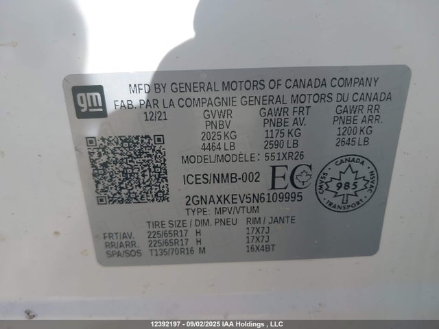 2GNAXKEV5N6109995 Chevrolet lyx
