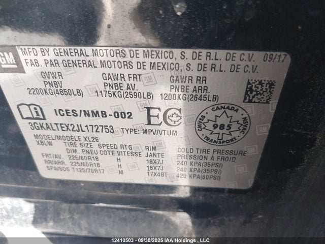 3GKALTEX2JL172753 GMC ltg - spark ignited direct injection, alum dohc, vvt, dcvcp turbo, e0-e100, alum
