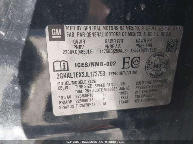 3GKALTEX2JL172753 GMC ltg - spark ignited direct injection, alum dohc, vvt, dcvcp turbo, e0-e100, alum