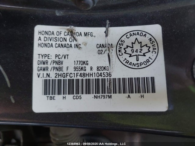 2HGFC1F48HH104536 Honda l15b7