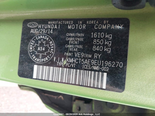 Hyundai dohc gdi gamma 2014 KMHCT5AE9EU196270 Image 9