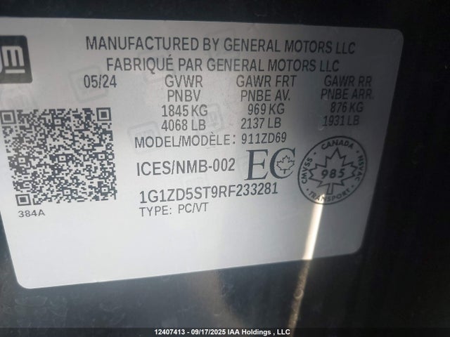 Chevrolet lfv 2024 1G1ZD5ST9RF233281 Image 9