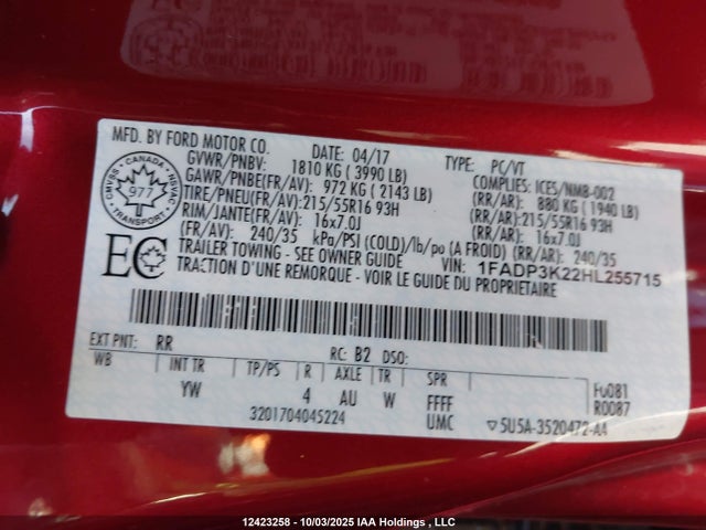 Ford 2.0l gdi 2017 1FADP3K22HL255715 Image 19