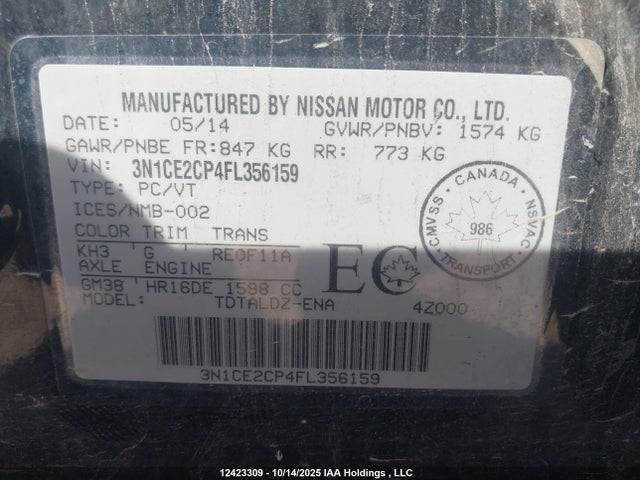 Nissan 2015 2015 3N1CE2CP4FL356159 Image 19