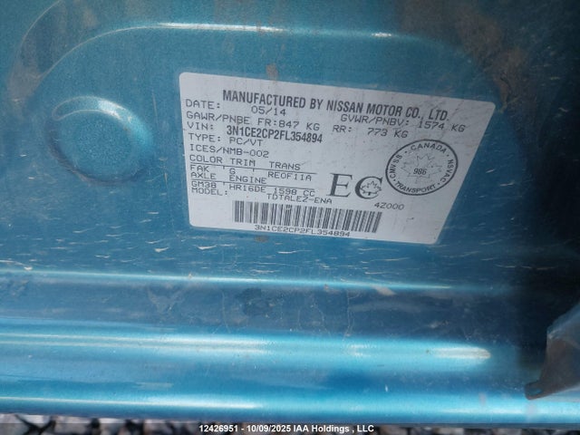 Nissan 2015 2015 3N1CE2CP2FL354894 Image 9