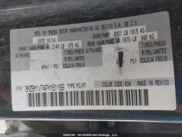 3MZBM1V74FM161169 Mazda pe