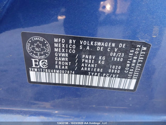 12432198 :رقم المزاد ، 3VW1T7BU4RM007674 vin ، 2024 Volkswagen Jetta Gli Autobahn مزاد بيع