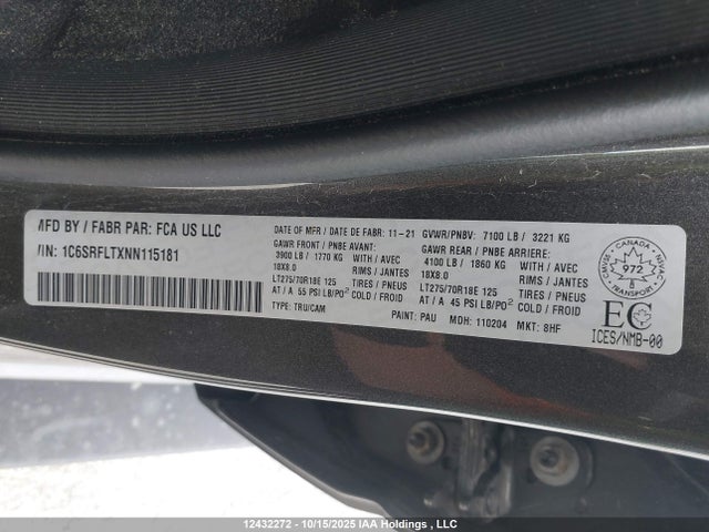 RAM 1500 Sport 2022 1C6SRFLTXNN115181 Image 9