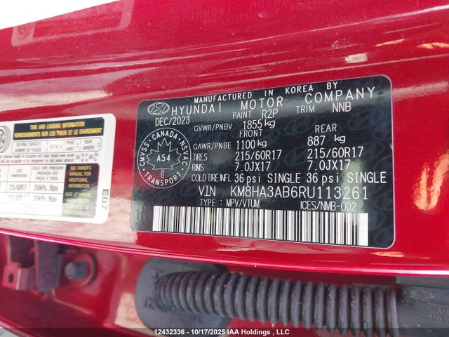 2024 Hyundai Kona მანქანა იყიდება აუქციონზე, vin: KM8HA3AB6RU113261, აუქციონის ნომერი: 12432336