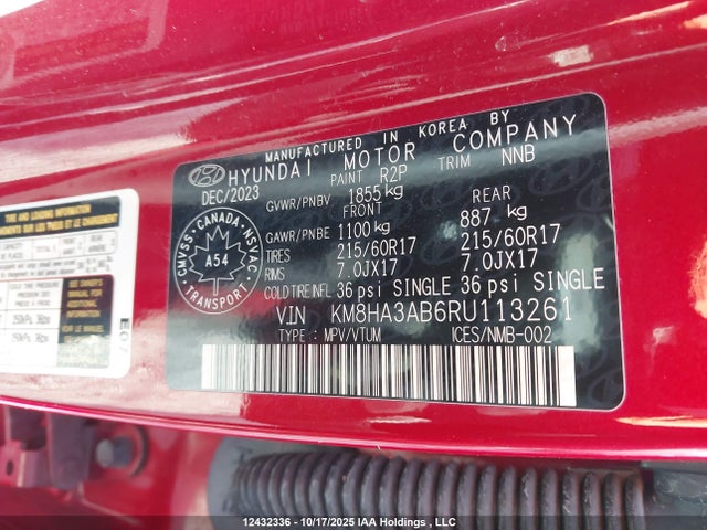 2024 Hyundai Kona მანქანა იყიდება აუქციონზე, vin: KM8HA3AB6RU113261, აუქციონის ნომერი: 12432336