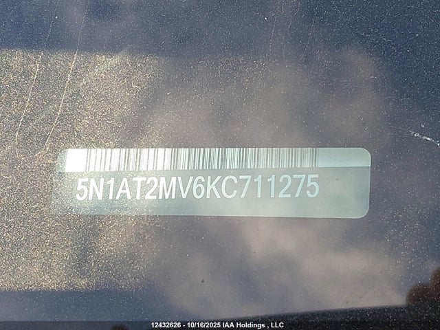 5N1AT2MV6KC711275 Nissan Rogue S/sl/sv