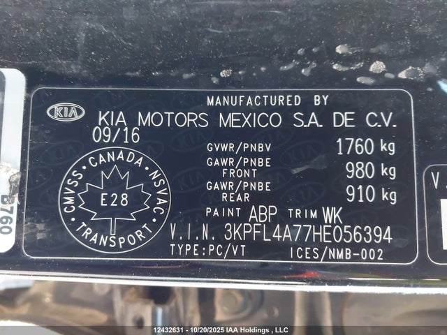 2017 Kia Forte Lx/s მანქანა იყიდება აუქციონზე, vin: 3KPFL4A77HE056394, აუქციონის ნომერი: 12432631