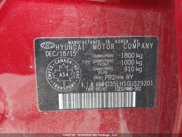 KMHD35LH1GU329201 Hyundai dohc gdi nu
