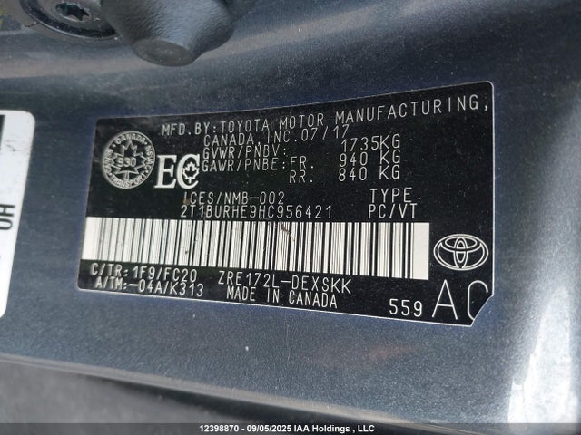 2T1BURHE9HC956421 Toyota 2zr-fe