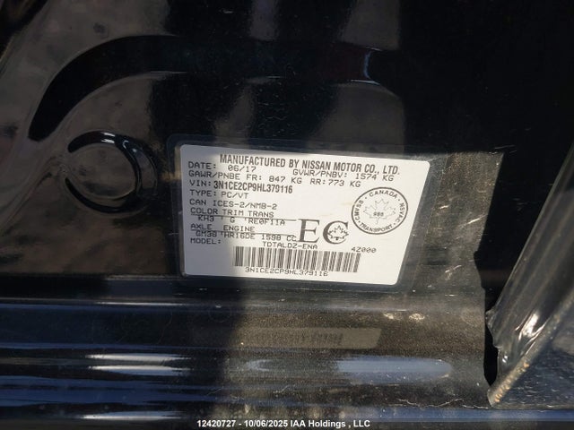 3N1CE2CP9HL379116 Nissan VERSA NOTE