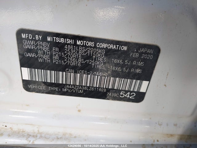 JA4AZ2A38LZ611628 Mitsubishi mivec