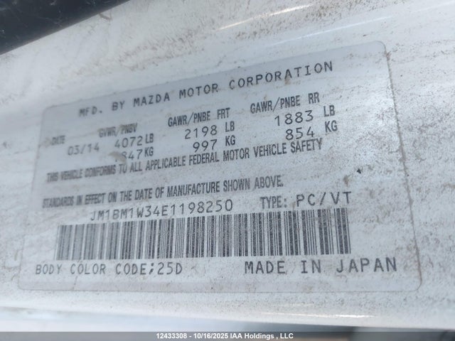 Mazda MAZDA3 2014 JM1BM1W34E1198250 Image 9