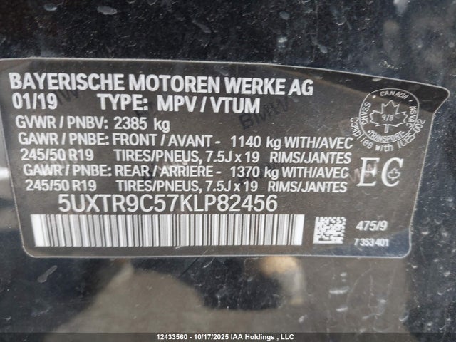 5UXTR9C57KLP82456 BMW X3 Xdrive30i