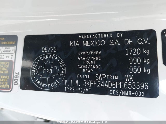 Продаж на аукціоні авто 2023 Kia Forte Lx/lxs, vin: 3KPF24AD6PE653396, номер лоту: 12433755