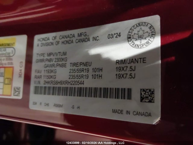 2HKRS6H9XRH220544 Honda Cr-v Touring Hybrid