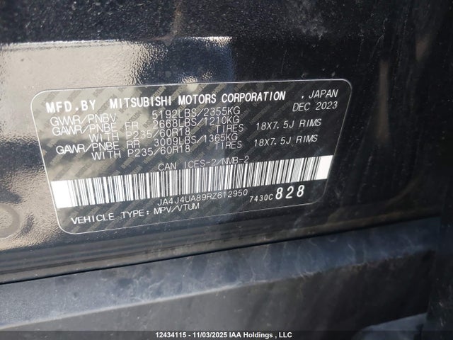 JA4J4UA89RZ612950 Mitsubishi Outlander Es