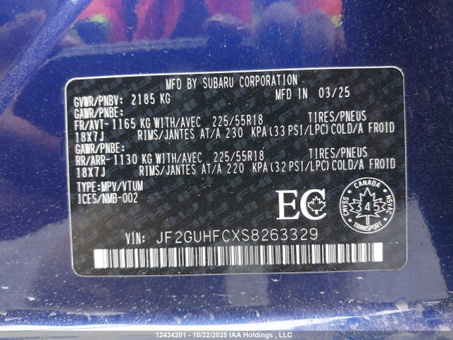 Продажа на аукционе авто 2025 Subaru Crosstrek Onyx, vin: JF2GUHFCXS8263329, номер лота: 12434201