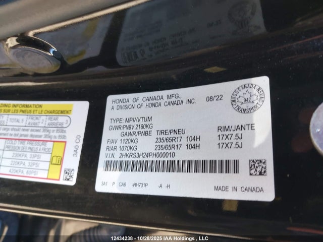 2HKRS3H24PH000010 Honda CR-V LX