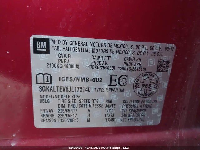 3GKALTEV8JL175140 GMC lyx - direct injection, vvt, fgt, turbo, alum, gen 1