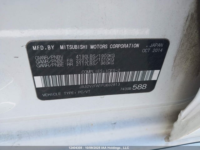 Mitsubishi dohc mivec 2015 JA32V2FW1FU602813 Image 9