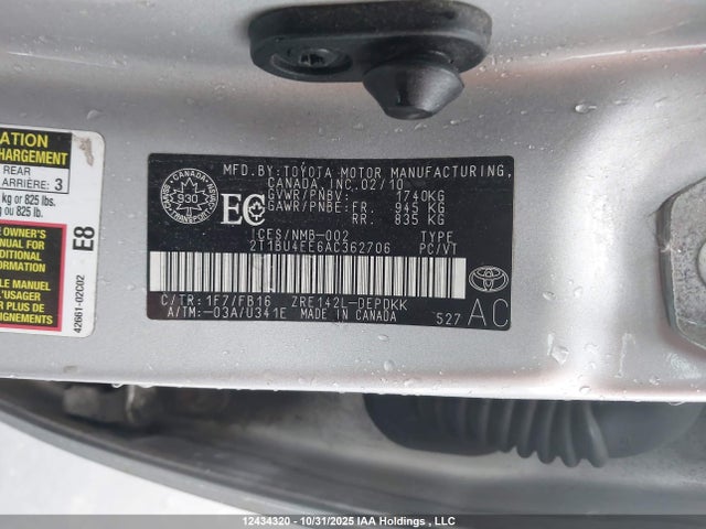 12434320 :رقم المزاد ، 2T1BU4EE6AC362706 vin ، 2010 Toyota Corolla Ce مزاد بيع
