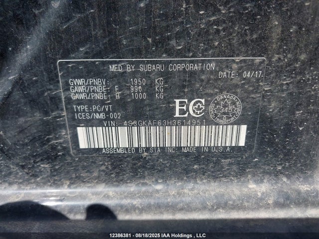 4S3GKAF63H3614951 Subaru na