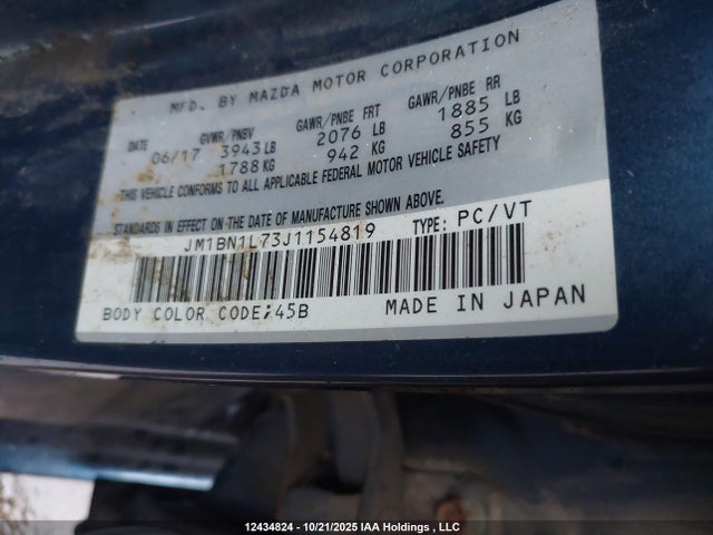 JM1BN1L73J1154819 Mazda Mazda3 50th Anniversary Edition/gs