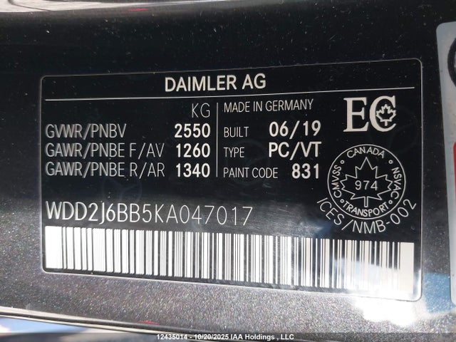 Продажа на аукционе авто 2019 Mercedes-benz Cls Amg 53 4matic, vin: WDD2J6BB5KA047017, номер лота: 12435014