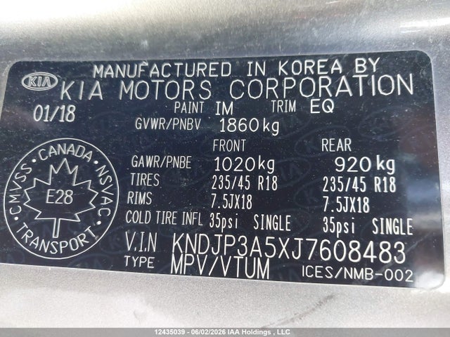 KIA SOUL + 2018 KNDJP3A5XJ7608483 Image 9