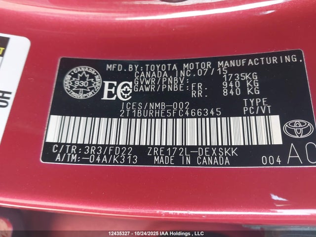 Toyota Corolla Le/s 2015 2T1BURHE5FC466345 Image 38