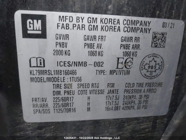 KL79MRSL1MB160466 Chevrolet Trailblazer