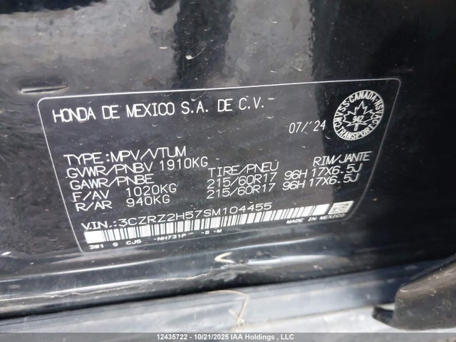 3CZRZ2H57SM104455 Honda HR-V SPORT