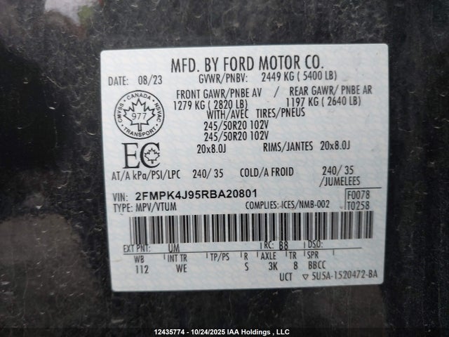 Ford Edge St Line 2024 2FMPK4J95RBA20801 Image 9