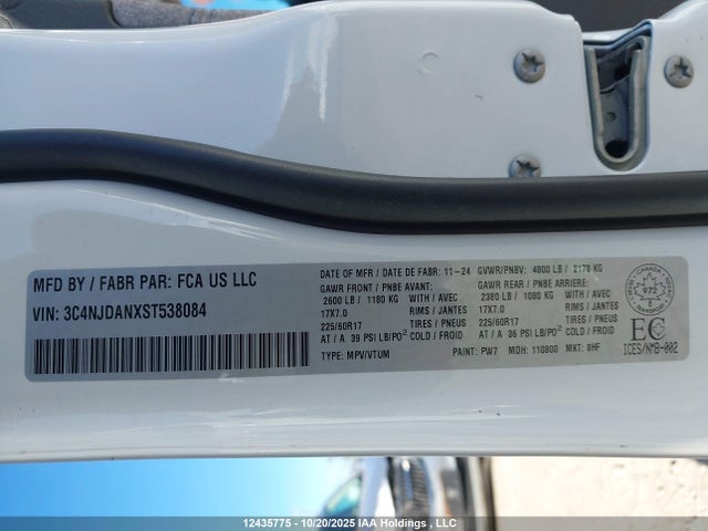Aukcja sprzedaży 2025 Jeep Compass Sport, vin: 3C4NJDANXST538084, numer aukcji: 12435775