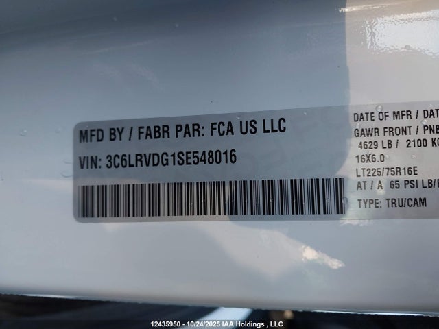 RAM Promaster 2500 High Roof 2025 3C6LRVDG1SE548016 Image 9