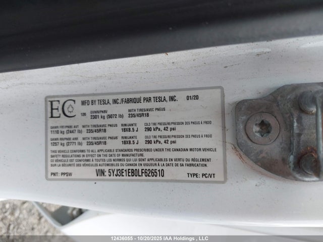 Tesla MODEL 3 2020 5YJ3E1EB0LF626510 Image 26