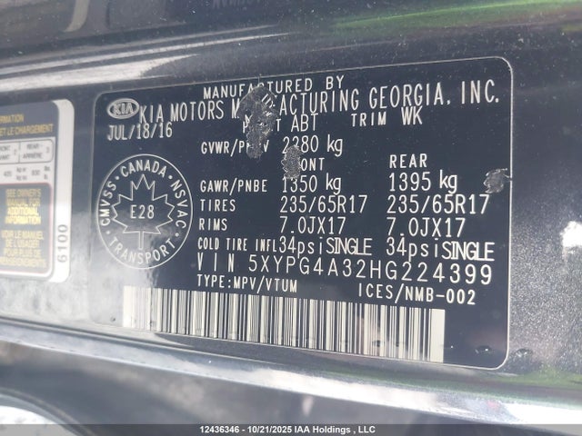KIA Sorento 2017 5XYPG4A32HG224399 Image 9