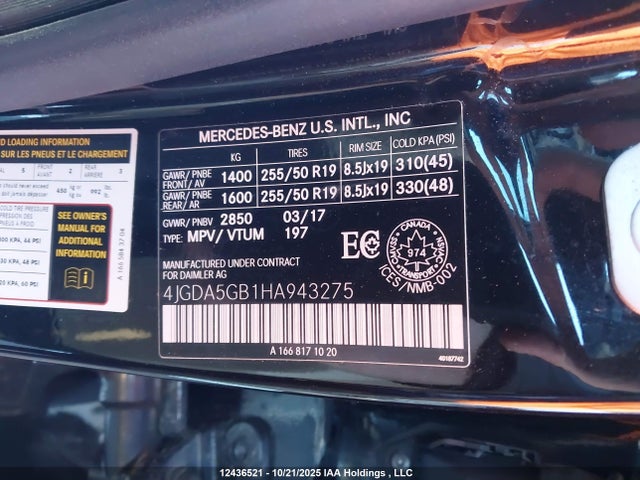 4JGDA5GB1HA943275 Mercedes-Benz Gle 400 4matic