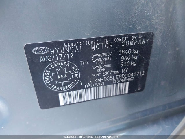 Aukcja sprzedaży 2013 Hyundai Elantra Gt Se, vin: KMHD35LE8DU041712, numer aukcji: 12436641