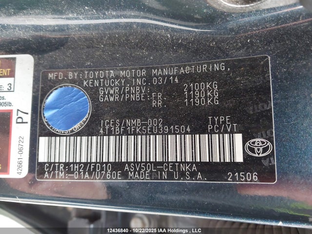 Toyota CAMRY LE 2014 4T1BF1FK5EU391504 Image 38