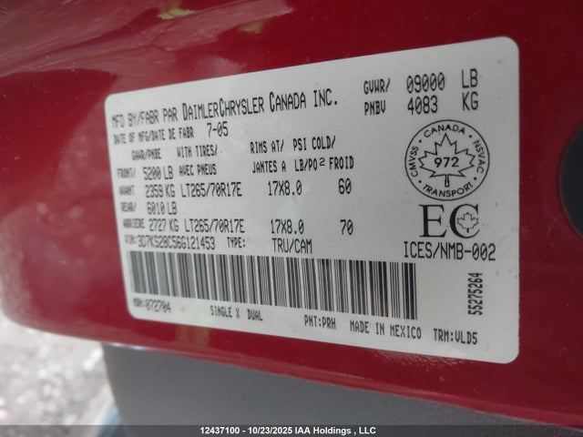 Aukcja sprzedaży 2006 Dodge Ram 2500 Laramie, vin: 3D7KS28C56G121453, numer aukcji: 12437100