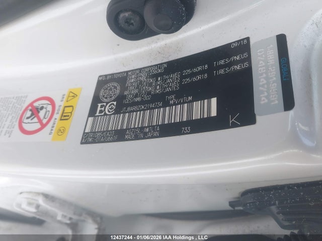 12437244 :رقم المزاد ، JTJBARBZ0K2194734 vin ، 2019 Lexus Nx 300 مزاد بيع