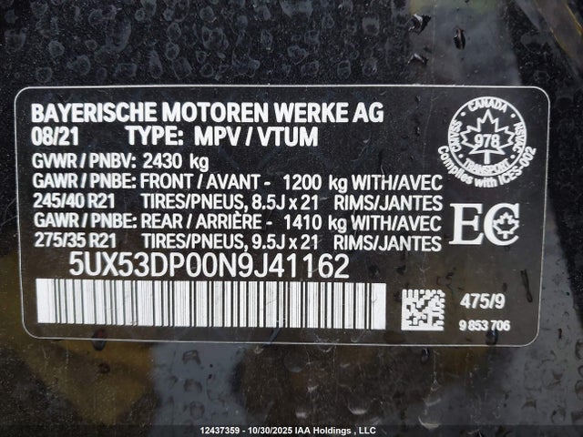 5UX53DP00N9J41162 BMW X3 Xdrive30i