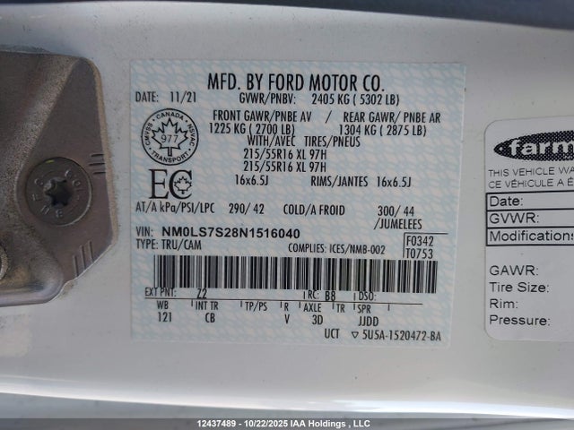 NM0LS7S28N1516040 Ford Transit Connect Xl