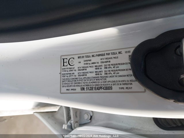 5YJ3E1EA0PF438809 Tesla Model 3 Rwd